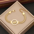 Détail du bracelet doré avec motif de feuille de blé et strass blancs étincelants - 4# Feuille