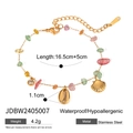 Golden stainless steel shell bracelet with colorful natural stones and charms - Shell Stone Bracelet