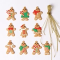 Set of 10 festive gingerbread man pendants with colorful bows and scarves ornaments - Classic Small Size (10Pcs)