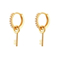 Orecchini punk a chiave dorata in argento s925 con cristalli geometrici - Oro