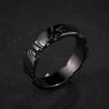 Gothic Punk schwarzer Skelett Ring verstellbar mit mattem Finish für Damen Herren - Einstellbar Offen / Abstrakter Bestienkopf Ring Schwarz