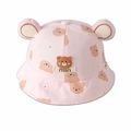 Pink infant sun hat with cute 3D bear ears and brown bear pattern print - 8 Months-3 Years (46-50cm) / 23 Pink (Full Print Bear)
