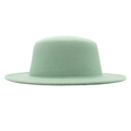 Flat top mint green wool felt boater hat with wide brim and matching stitching accents - M (56-58cm) / Mint Green