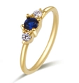 Gold plated nose ring with central oval blue zircon and white round side stones - Style 4