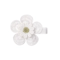 Cute white embroidered daisy flower hair clip with golden thread detail for girls - Style 4-White Double Layer Embroidery Flower Ribbon Clip