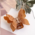 Double-layered acetic acid butterfly hair claws in amber and dark green marble finish - Caramel Coffee (Approx 7cm)