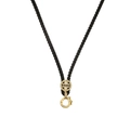 Detail of black braided necklace cord with gold-plated lobster clasp and cross pendant - Gold Cross
