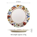 Hand-painted ceramic dinner plate with colorful floral patterns 27.8cm 0.7kg - Iberia (11 Inch)