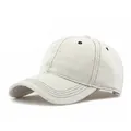 Off-white cotton baseball cap with contrast navy blue stitching and six-panel crown - Adjustable / White