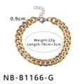 Two-tone curb chain bracelet in gold and silver finish with 19cm length and 0.9cm width - Two-tone Cuban Chain (NB-B1166-G)