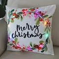 Funda de cojín navideña con LED diseño de guirnalda de bayas y merry christmas - 21B-1 Guirnalda de Navidad (Con LED)