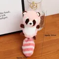 Portachiavi peluche procione rosa e bianco con anello in metallo dorato 18,5cm - Rosa Antico (con portachiavi dorato)