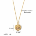Detail view of 18k gold plated evil eye pendant with color zircon and size measurements - Round Medal Eye Pattern Style (TN3095)