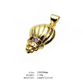 Gold-plated shell pendant featuring colorful cubic zirconia stones and copper base - Conch/Pinecone Shape Pendant