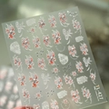 3D floral nail art sticker TL-427 with red flowers, pearls, and golden lace patterns - TL-427 Pearl Silver Relief