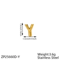 Detail view of golden stainless steel bubble letter Y pendant with dimensions and weight - Letter-Y