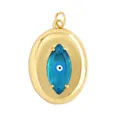 Gold plated copper evil eye pendant with blue zircon and colorful micro inlay detail - Gold Light Blue Marquise L456805-6