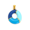 18k gold plated stainless steel ring pendant with blue enamel for DIY necklaces - Sp640g-o (single Pendant)