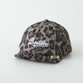 Detailed view of the leopard print baby baseball cap with white Boston embroidery - 50cm / Boston Letters / Khaki