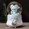 Blue Stitch snow globe music box with glitter and Scrump doll on a gradient base - 2513 Blue Base / Large 100mm Snow + Light