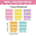 Set of 170 bohemian colorful capsule wall stickers in five colors for bedroom decoration - Colorful Lines