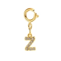 Gold-tone titanium steel necklace featuring a layered chain and sparkling letter Z pendant - Letter Pendant-Z