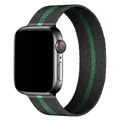 Milanese mesh metal watch band in black and green stripe for Apple Watch Ultra - 33 Black And Green / 38/40/41/42mm