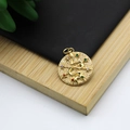 Gold round serpent pendant with multi-color cubic zirconia on 18K gold-plated copper - Snake Relief Colorful Zirconia Style