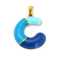 18k gold plated stainless steel letter C pendant with blue enamel for DIY jewelry - Sp640g-c (single Pendant)