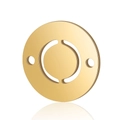 Close-up of golden double-hole stainless steel alphabet pendant with a polished finish - Letter O