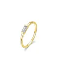 Minimalist S925 sterling silver gold ring featuring a baguette-cut cubic zirconia stone - US Size 5 / Gold Baguette Stone Style (RHR663G)
