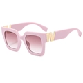 Vintage square sunglasses with pink frames and brown gradient lenses for sun protection - Taro Pink Frame Gradient Red Lens