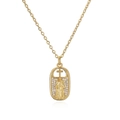 Collar con colgante de relieve de Jesús dorado con circonitas blancas y diseño de cruz - Colgante Ovalado De Icono De Jesús