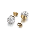 Boucles d'oreilles boules pavées de strass blancs en acier inoxydable doré - 10mm / Or (KE63303-Z)