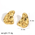Irregular wave-shaped 18K gold-plated stainless steel hoop earrings in mirror finish - Gold Liquid Metal Wave Earrings (TE60527)