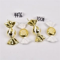 Macro shot of 10cm gold and white candy cane Christmas tree hanging ornaments set - Set 06 (Gold & White Candy 10cm - 4pcs)