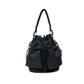 Bolso tipo cubo de nailon negro moderno con cierre de cordón y amplia capacidad interior - Talla única / Negro