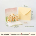 3D floral greeting card set with orange flowers, yellow envelope, and for you sticker - Style B-Orange 3D Floral