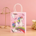 Roze eenhoorn cadeauzakje met regenboogontwerp en witte koordhandvaten voor feestjes - NF-Y144 Wit Paard / 15*8*21cm