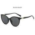 Damen-Cateye-Sonnenbrille mit schwarzem Rahmen, grauen Gläsern und Schlangenmuster-Bügel - Schwarzer Rahmen Schwarz Graue Gläser