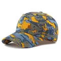 Blue and yellow camouflage cotton baseball cap with durable canvas texture and visor - Yellow Grey Camouflage
