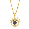 Türkische Evil Eye Halskette in Gold mit weißen Zirkonia Akzenten an einer Boxkette - Stil C / Rot