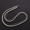 Multi-layer white pearl and silver metal chain strap with lobster clasp for bags - Double Chain Crossbody Silver / 120cm