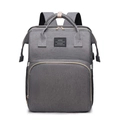 Gray multifunctional baby diaper backpack with golden zippers and high-quality fabric finish - Grey Lace Trim