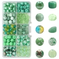 10-grid storage box with diverse green gradient glass beads for DIY jewelry making - Light Green Series approx 200pcs