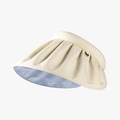 Women shell sun hat in cream white and light blue featuring UV protection wide brim - Beige