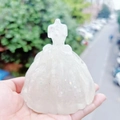 Sparkly white resin princess dress figurine with glitter accents held by hand - Large White Crystal