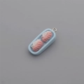 Miniature resin sushi charm with blue tray and metal ring for DIY keychain jewelry - Blue Box Sushi