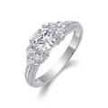 Klassischer S925 Sterlingsilber Verlobungsring mit brillantem runden Labordiamanten - US 7 / Eleganter Runder Brillant-Stil (R13286)