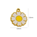 Colgante de flor dorada con esmalte blanco y amarillo, accesorio joyas DIY, 12 mm x 10 mm - Flor Blanca
